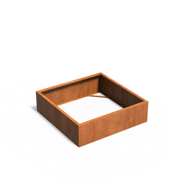 Jardinière en acier Corten 140 x 140 x 40 cm - Sans fond