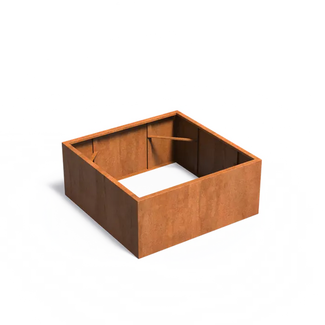 Jardinière en acier Corten 140 x 140 x 60 cm - Sans fond