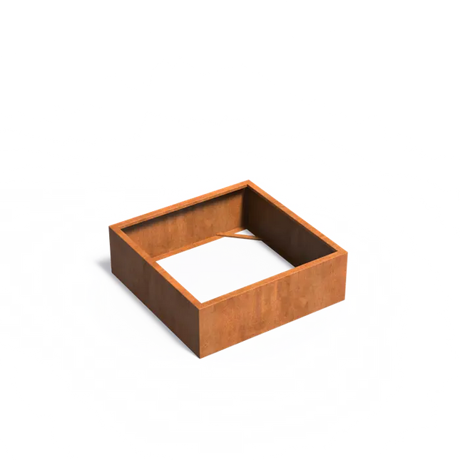 Jardinière en acier Corten 120 x 120 x 40 cm - Sans fond