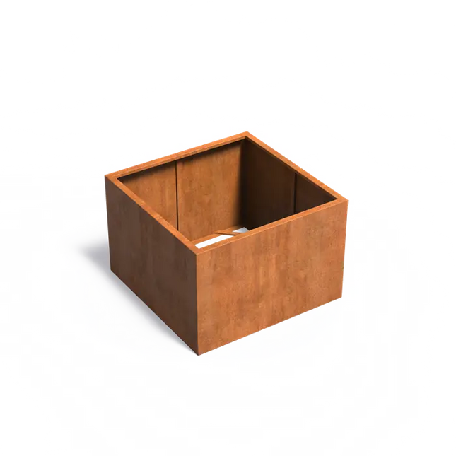 Jardinière en acier Corten 120 x 120 x 80 cm - Sans fond