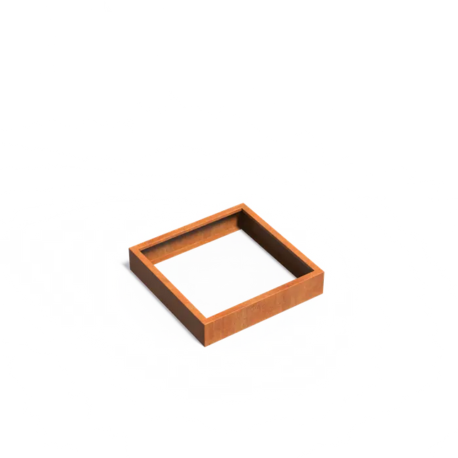 Jardinière en acier Corten 100 x 100 x 20 cm - Sans fond