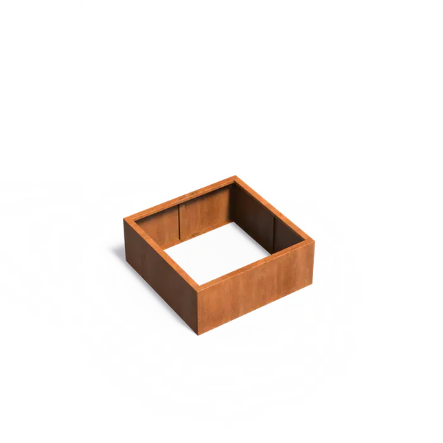 Jardinière en acier Corten 100 x 100 x 40 cm - Sans fond