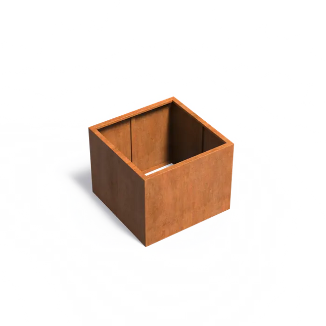 Jardinière en acier Corten 100 x 100 x 80 cm - Sans fond