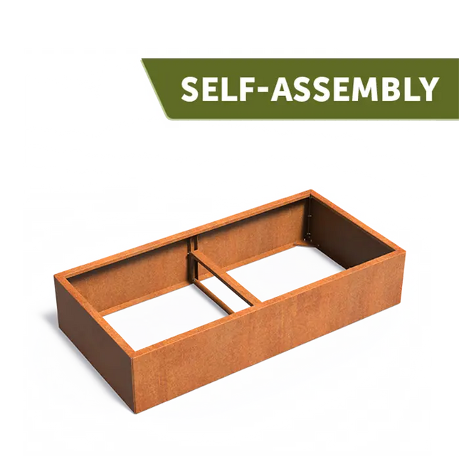 Jardinera de acero Corten de 200 x 100 x 40 cm - Sin base