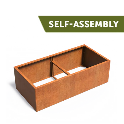 Jardinière en acier Corten 200 x 100 x 60 cm - sans socle