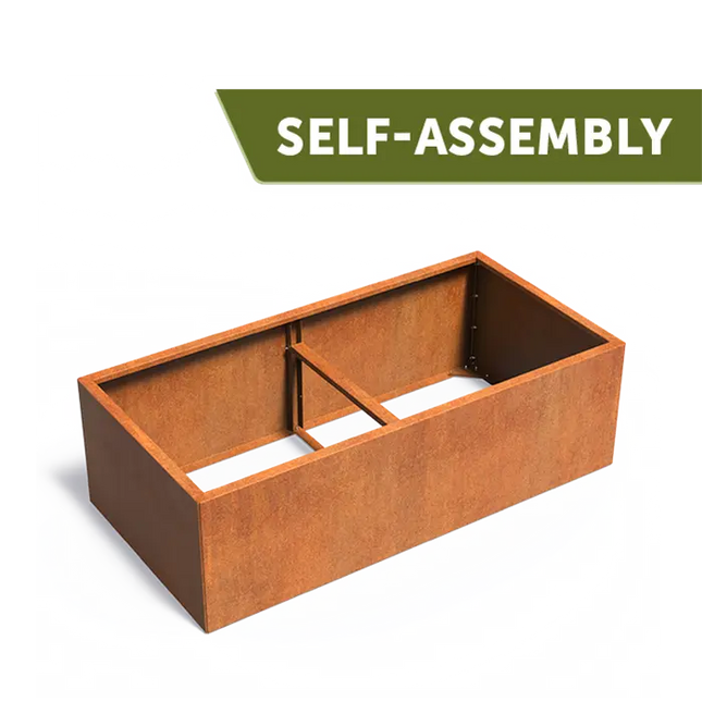 Jardinera de acero Corten de 200 x 100 x 60 cm - Sin base