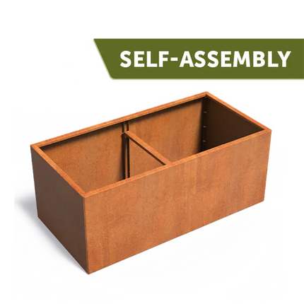 Jardinière en acier Corten 200 x 100 x 80 cm - sans socle