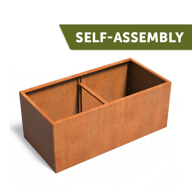 Jardinera de acero Corten de 200 x 100 x 80 cm - Sin base