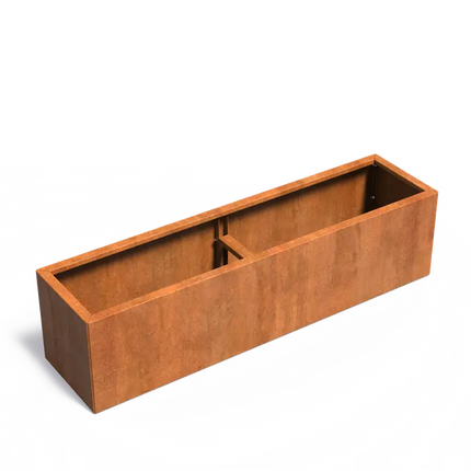 Jardinière en acier Corten 200 x 50 x 50 cm - sans socle