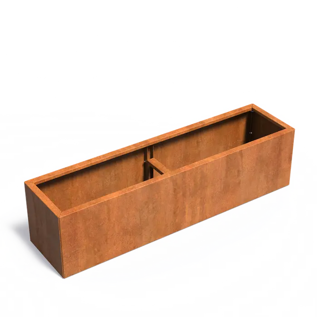 Jardinera de acero Corten de 200 x 50 x 50 cm - Sin base