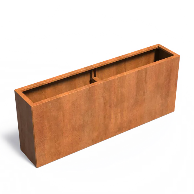 Jardinera de acero Corten de 200 x 40 x 80 cm - Sin base