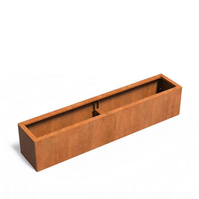 Jardinera de acero Corten de 200 x 40 x 40 cm - Sin base