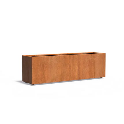 Jardinière sur roulettes en acier Corten 200 x 50 x 60 cm