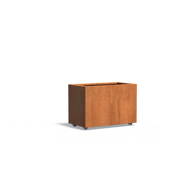 Cortenstaal Plantenbak op Wielen 90 x 50 x 60 cm
