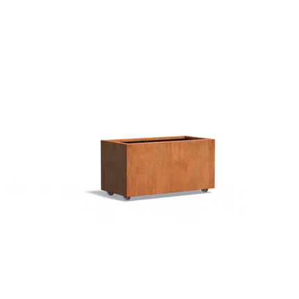 Cortenstaal Plantenbak op Wielen 100 x 50 x 50 cm