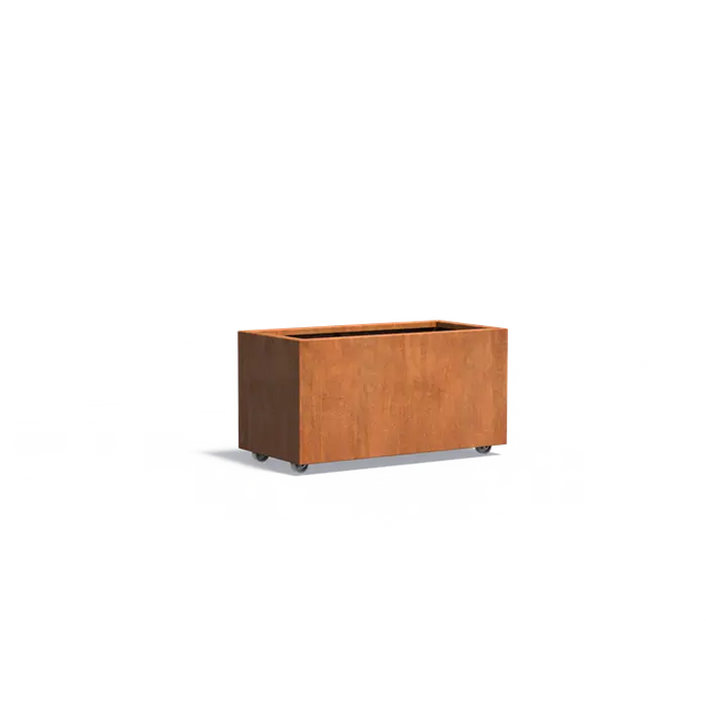 Cortenstaal Plantenbak op Wielen 100 x 50 x 50 cm