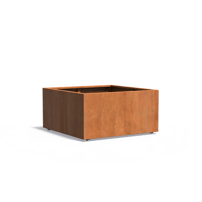Jardinera de acero Corten con ruedas, 120 x 120 x 60 cm