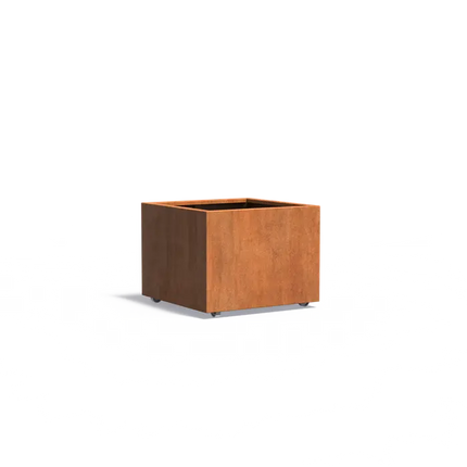 Cortenstaal Plantenbak op Wielen 80 x 80 x 60 cm