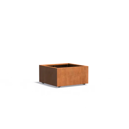 Cortenstaal Plantenbak op Wielen 80 x 80 x 40 cm