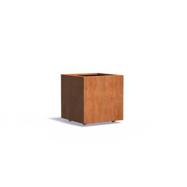 Jardinera de acero Corten con ruedas, 70 x 70 x 70 cm