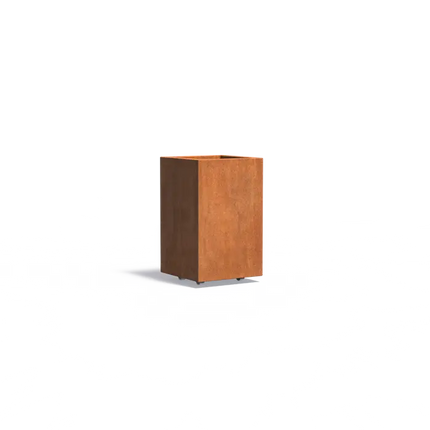 Cortenstaal Plantenbak op Wielen 50 x 50 x 80 cm
