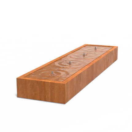 Wassertisch aus Cortenstahl, 400 x 100 x 40 cm, Brunnen
