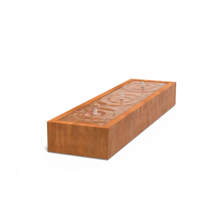 Mesa de agua de acero Corten de 300 x 80 x 40 cm