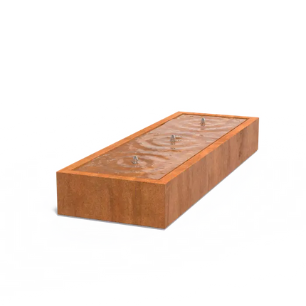 Wassertisch aus Cortenstahl, 300 x 100 x 40 cm, Brunnen