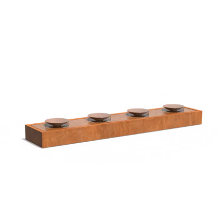 Fontaine à eau en acier Corten avec vasques 500 x 100 x 52 cm