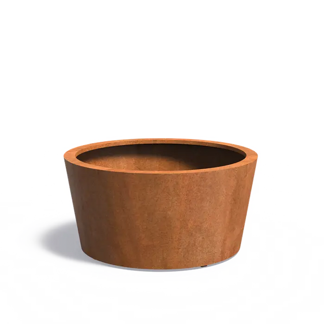 Jardinera redondo de acero Corten de 120 x 60 cm