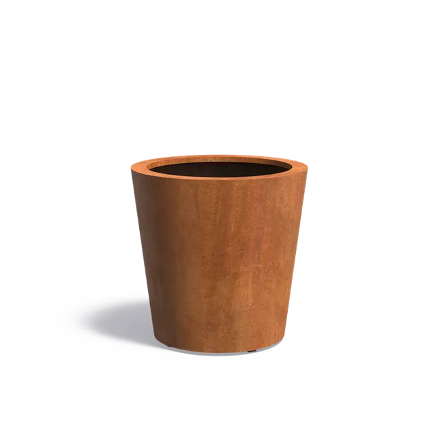 Jardinera redondo de acero Corten de 80 x 80 cm