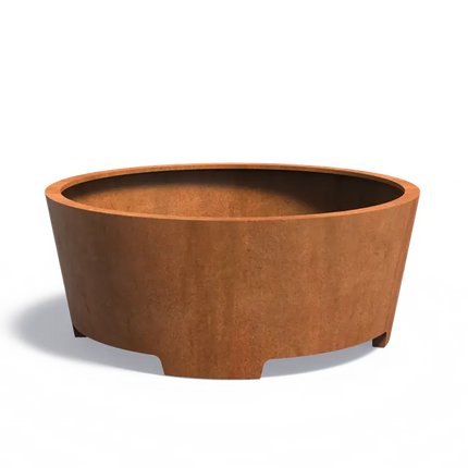 Jardinière ronde sur pieds en acier Corten 200 x 80 cm 