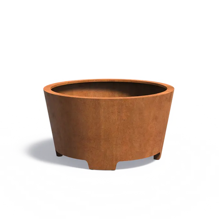 Jardinière ronde sur pieds en acier Corten 150 x 80 cm 
