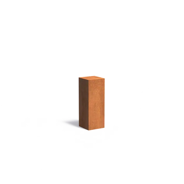 Base de acero Corten de 30 x 30 x 80 cm.