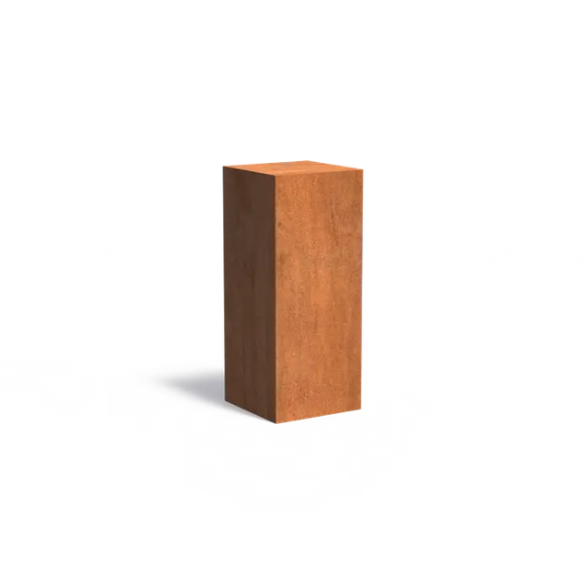 Base de acero Corten de 50 x 50 x 120 cm.