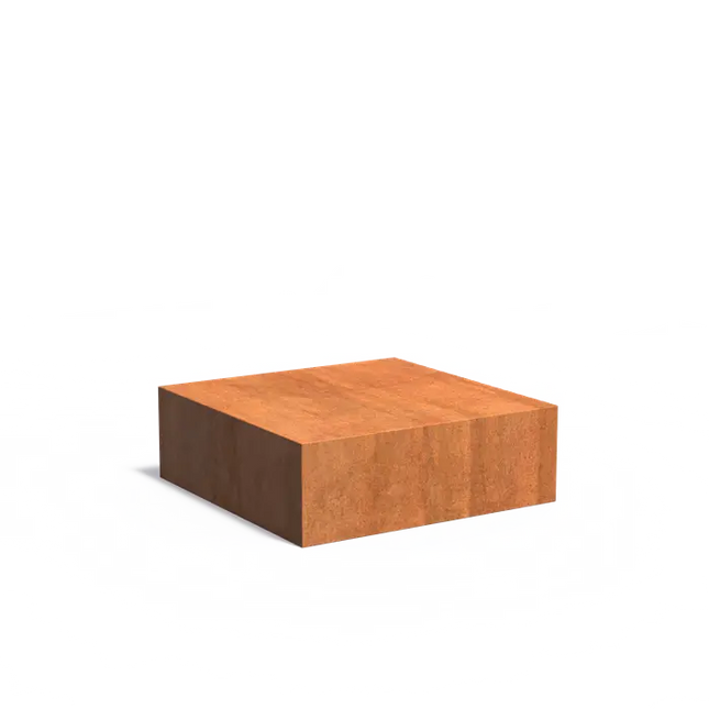 Base de acero Corten de 120 x 120 x 40 cm.
