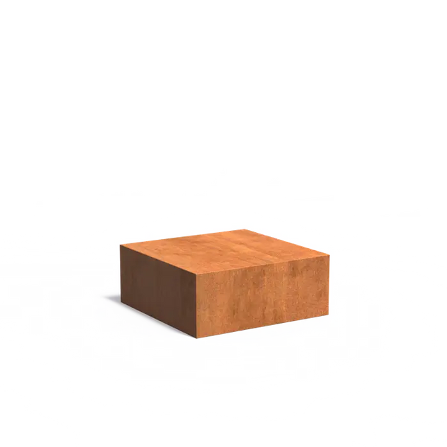 Base de acero Corten de 100 x 100 x 40 cm.