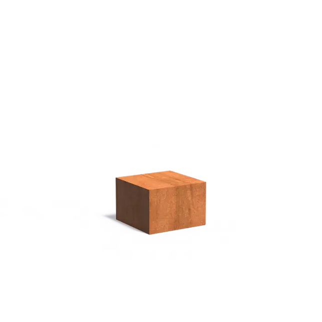 Base de acero Corten de 60 x 60 x 40 cm.