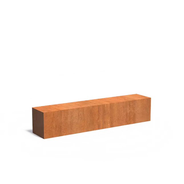 Base de acero Corten de 200 x 40 x 40 cm.