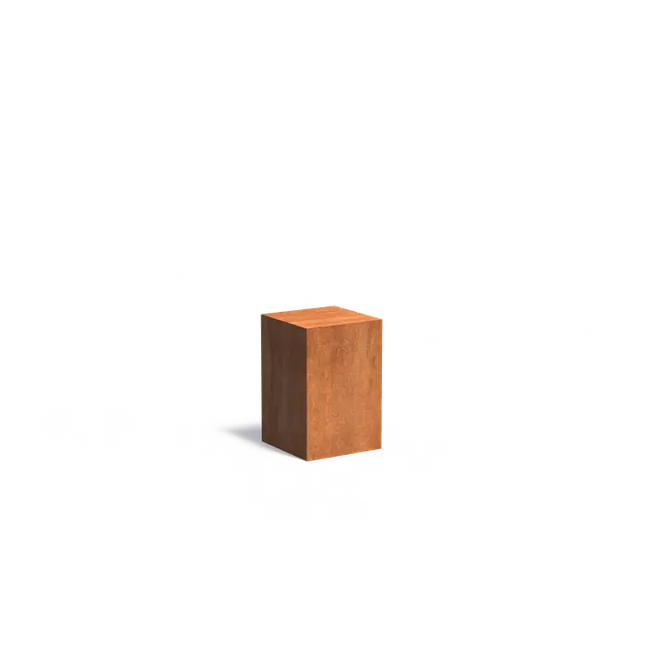 Base de acero Corten de 40 x 40 x 60 cm.