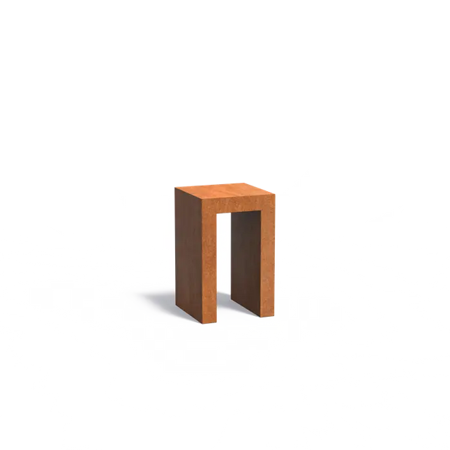 Base en forma de U de acero Corten de 50 x 50 x 80 cm