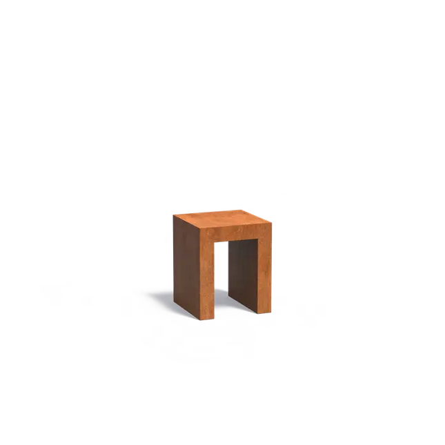 Base en forma de U de acero Corten de 50 x 50 x 60 cm