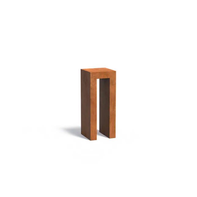 Base en forma de U de acero Corten de 40 x 40 x 100 cm