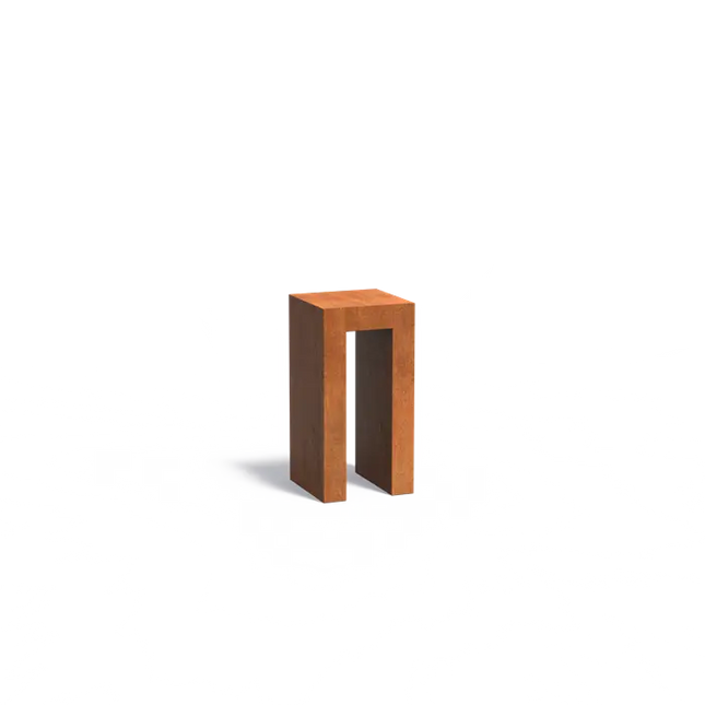 Base en forma de U de acero Corten de 40 x 40 x 80 cm
