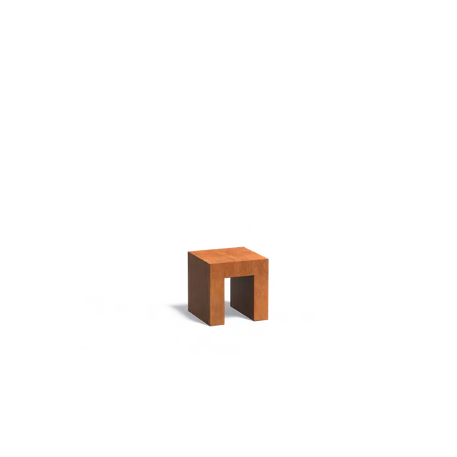 Base en forma de U de acero Corten de 40 x 40 x 40 cm
