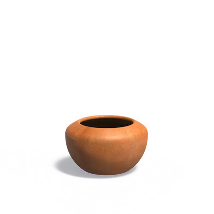 Pot de fleurs rond en acier Corten 58 x 33,5 cm - Avec socle