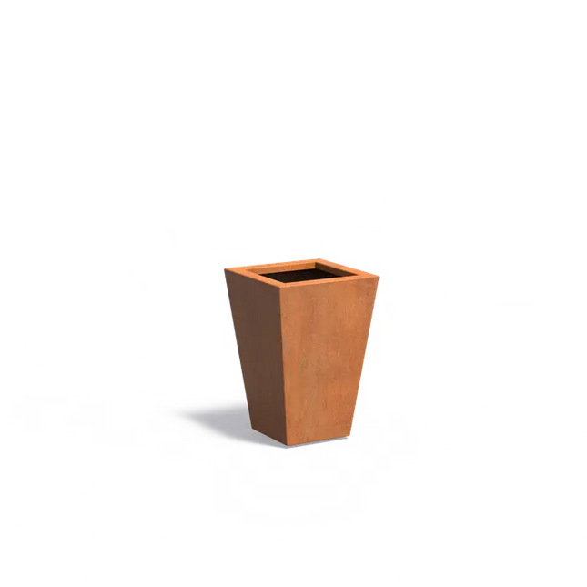 Jardinera cónico de acero Corten de 40 x 40 x 60 cm