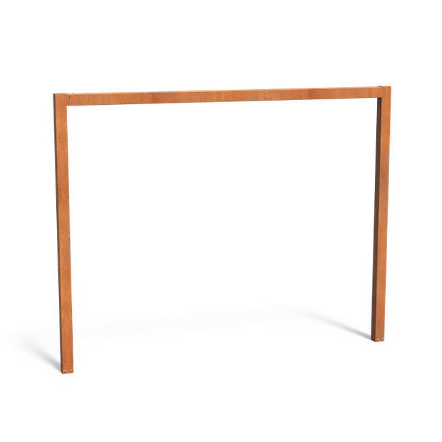 Pérgola en forma de U de acero Corten de 320 x 10 x 250 cm.
