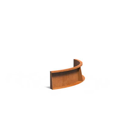 Mur oporowy ze stali Corten, zagięcie wewnętrzne, 100 x 100 x 30 cm