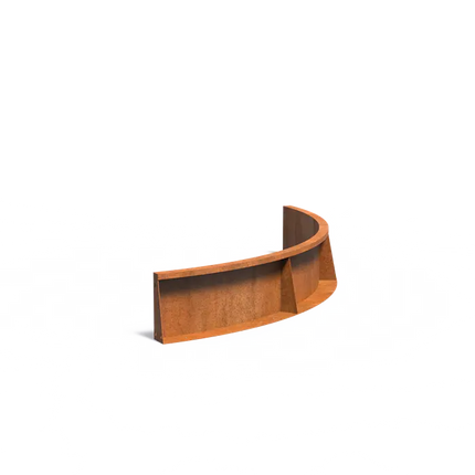 Mur oporowy ze stali Corten, zagięcie wewnętrzne, 150 x 150 x 30 cm